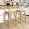 Costway 1/2/4 PCS 29" Teak Wood Bar Stool with Footrest & Saddle Seat Boho Bar Height Stool